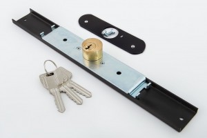 Espagnolette lock 25 x 25mm, 3 keys, with plate, dark brown