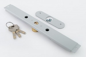 Espagnolette lock 25 x 25mm, 3 keys, with plate, grey