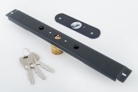 Espagnolette lock 25 x 25mm, 3 keys, with plate, anthracite
