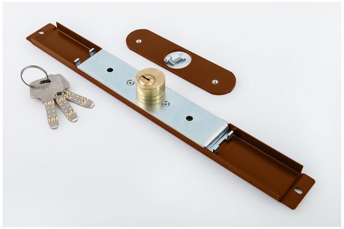 Espagnolette lock 25 x 25mm, 3 keys, with plate, golden oak