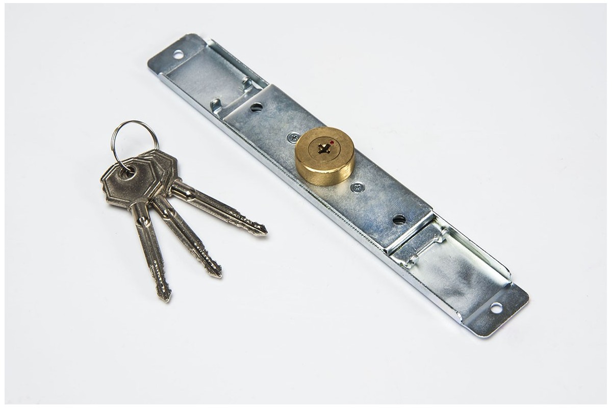Espagnolette lock (Ø 28mm), 3 keys, galvanized