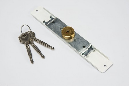 Espagnolette lock (Ø 28mm), 3 keys, white
