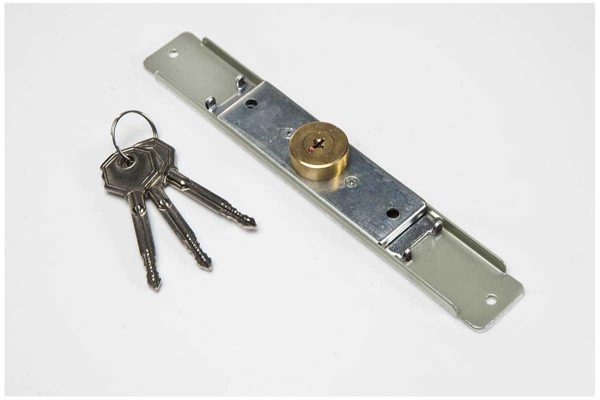 Espagnolette lock (Ø 28mm), 3 keys, grey