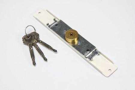 Espagnolette lock (Ø 28mm), 3 keys, cream-coloured