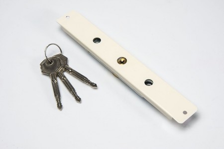 Espagnolette lock (Ø 28mm), 3 keys, cream-coloured