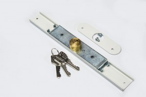 Espagnolette lock 25 x 25mm, 3 keys, with plate, white