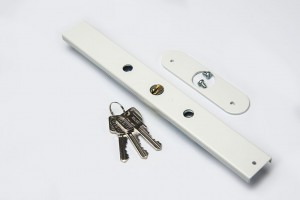Espagnolette lock 25 x 25mm, 3 keys, with plate, white