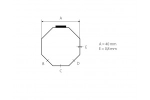 Стальной октогональный вал с наружным швом Ø40 x 0,8 - 6 m
