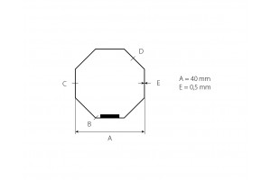 Steel octagonal Ø40 x 0.5 mm tube with an internal seam (6 m)