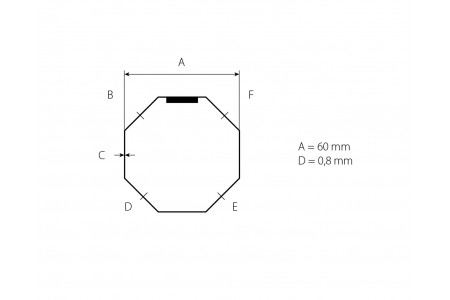 Стальной октогональный вал с внутренним швом Ø60 x 0,8 - 6 м
