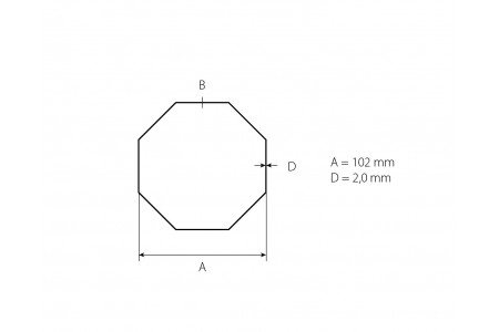 Steel octagonal Ø102 x 2.0 mm tube (7 m)