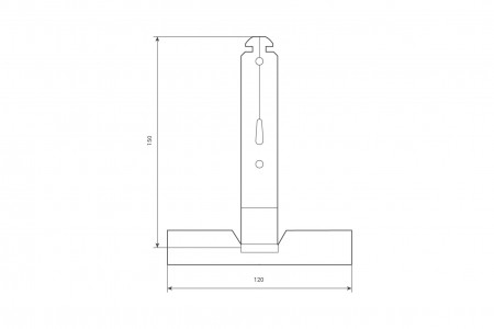 Stahl - Sicherungsfeder mit PVC - Aufhängeprofil mit Shnitt, L150 mm bis 37-45, unlackiert