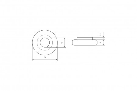 Ø28 / Ø12 bearing with steel rim and flange