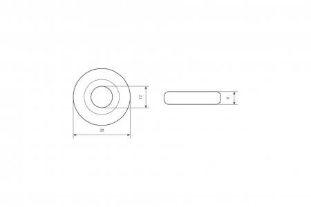 Ø28 / Ø12 bearing with steel rim, without flange