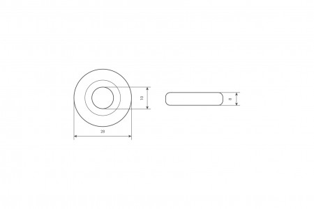 Ø28 / Ø10 bearing with steel rim, without flange