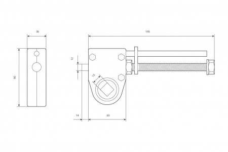 Crank gear with 1:13 ratio and 45 kg maximal load