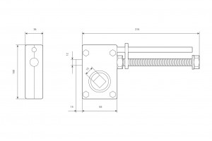 Crank gear with 1:16 ratio and 60 kg maximal load