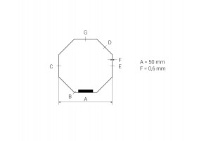 Octgonal steel tube Lock&Block Ø50 x 0.6 mm with an internal seam (6 m)